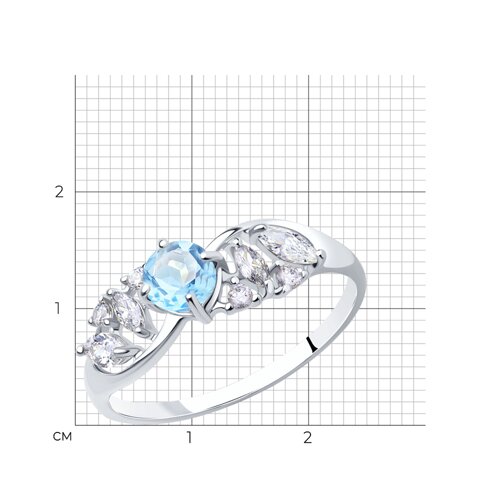 Кольцо из серебра с топазом и фианитами из серебро — вид 6