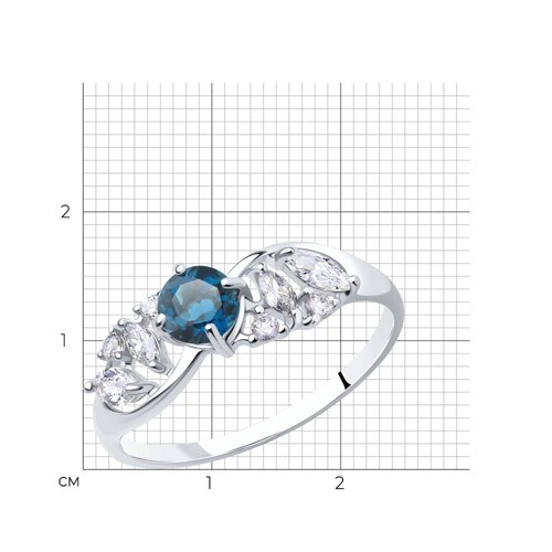 Кольцо из серебра с лондон топазом и фианитами из серебро — вид 5