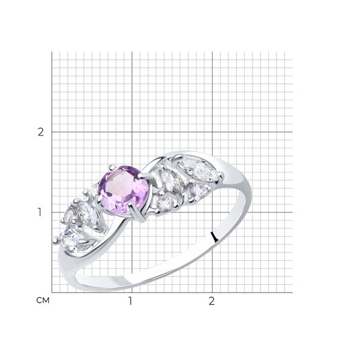 Кольцо из серебра с аметистом и фианитами из серебро — вид 3