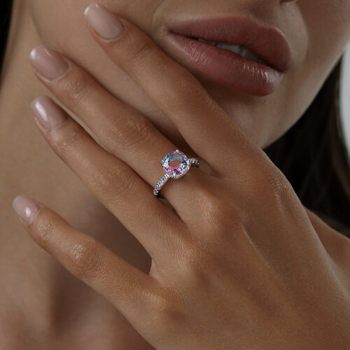 Кольцо из серебра с ситаллом и фианитами из серебро — вид 4