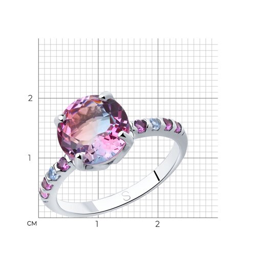 Кольцо из серебра с ситаллом и фианитами из серебро — вид 6