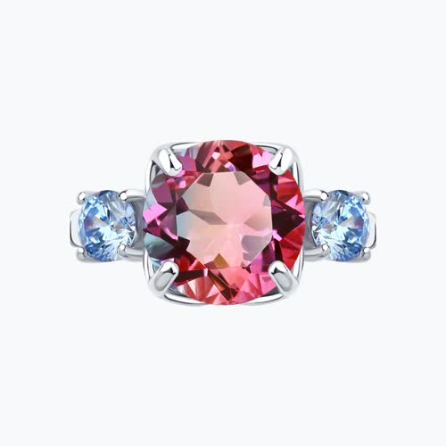 Кольцо из серебра с ситаллом и фианитами из серебро — вид 3