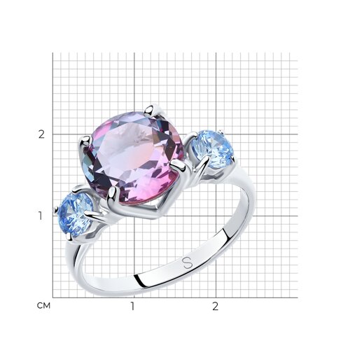 Кольцо из серебра с ситаллом и фианитами из серебро — вид 6