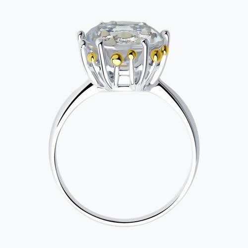 Кольцо из золочёного серебра с горным хрусталем из серебро — вид 2