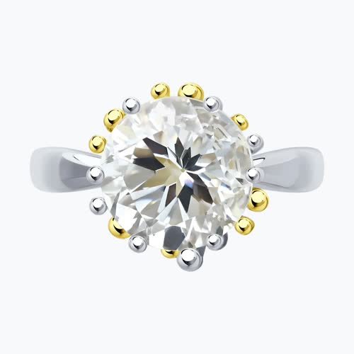 Кольцо из золочёного серебра с горным хрусталем из серебро — вид 3