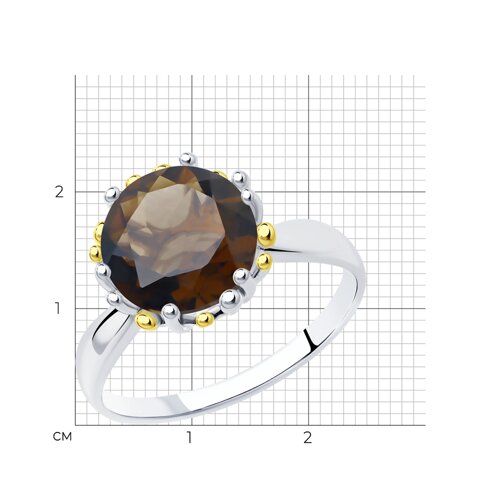 Кольцо из золочёного серебра с раухтопазом из серебро — вид 6