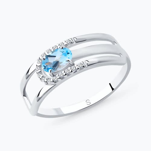 Кольцо из серебра с топазом и фианитами - видео на модели