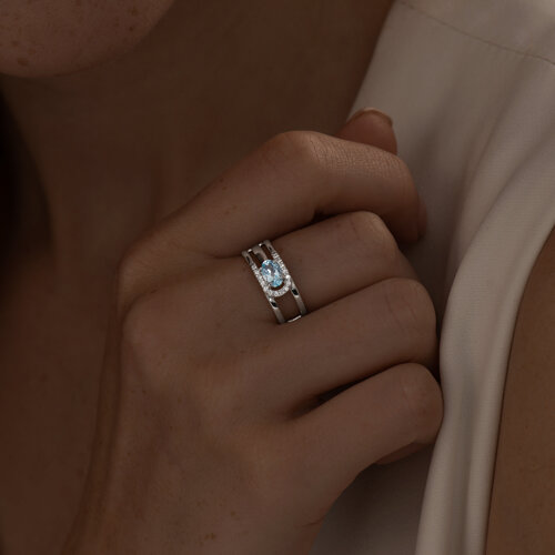 Кольцо из серебра с топазом и фианитами из серебро — вид 3