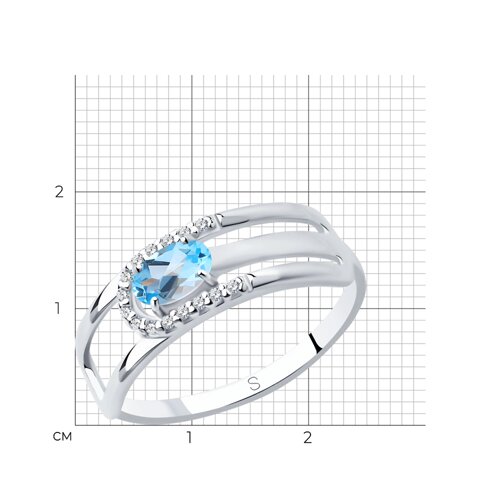 Кольцо из серебра с топазом и фианитами из серебро — вид 5