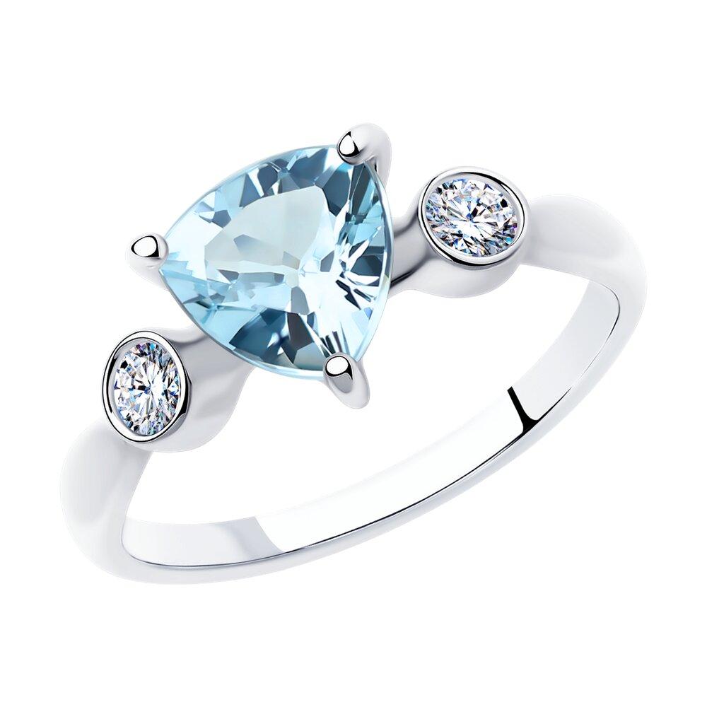 Кольцо из серебра с топазом и фианитами - видео на модели