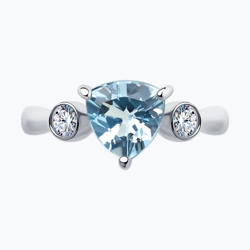 Кольцо из серебра с топазом и фианитами из серебро — вид 2