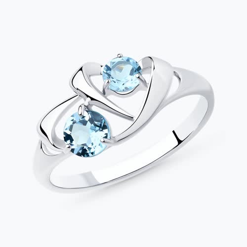 Кольцо из серебра с топазами - видео на модели