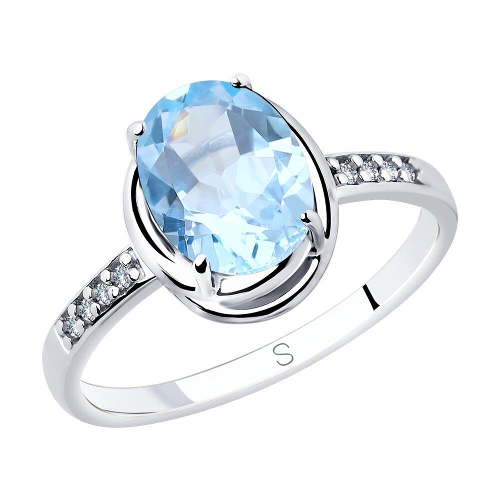 Кольцо из серебра с топазом и фианитами - видео на модели