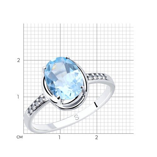 Кольцо из серебра с топазом и фианитами из серебро — вид 5