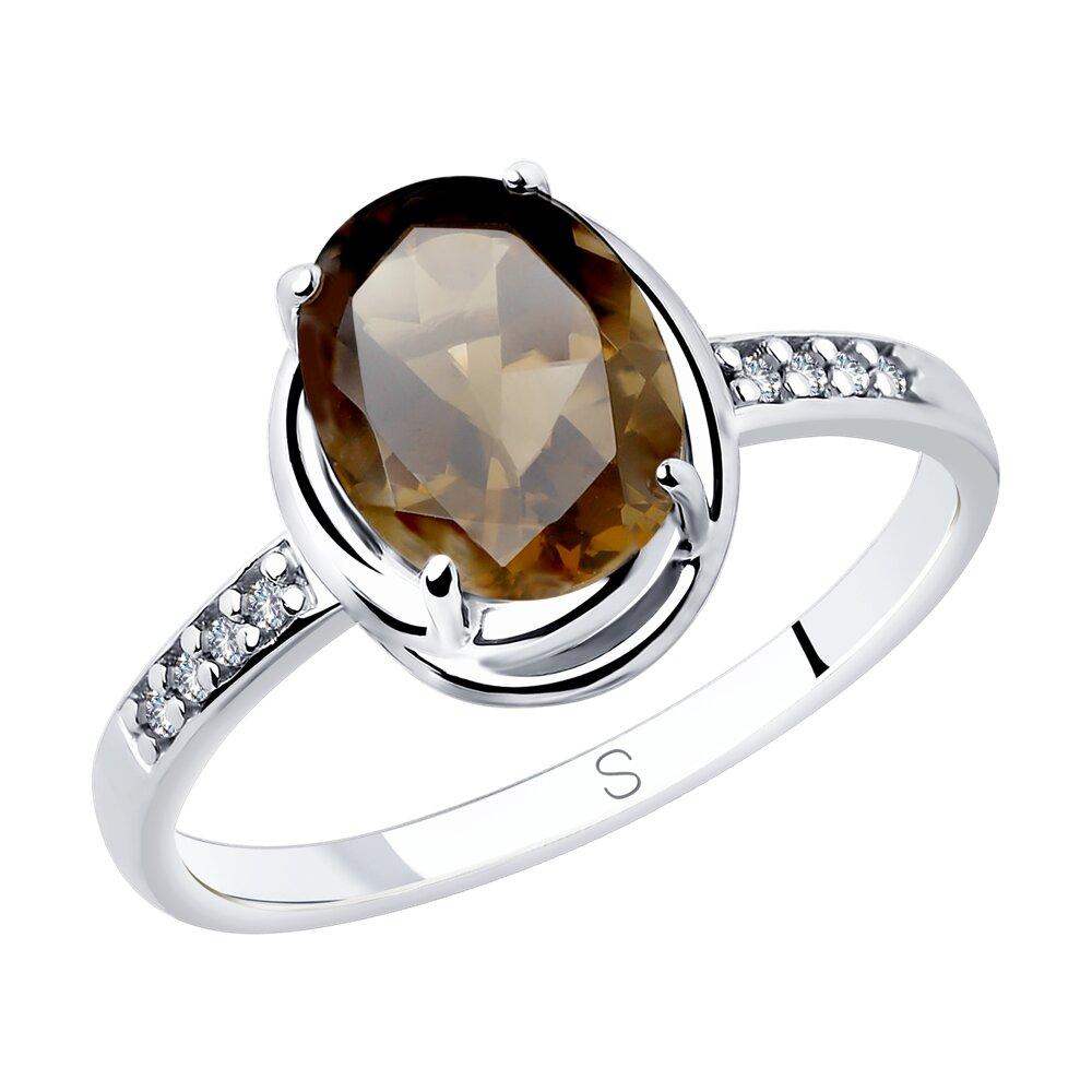 Кольцо из серебра с раухтопазом и фианитами - видео на модели