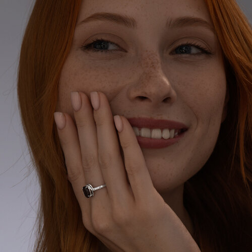 Кольцо из серебра с раухтопазом и фианитами из серебро — вид 4