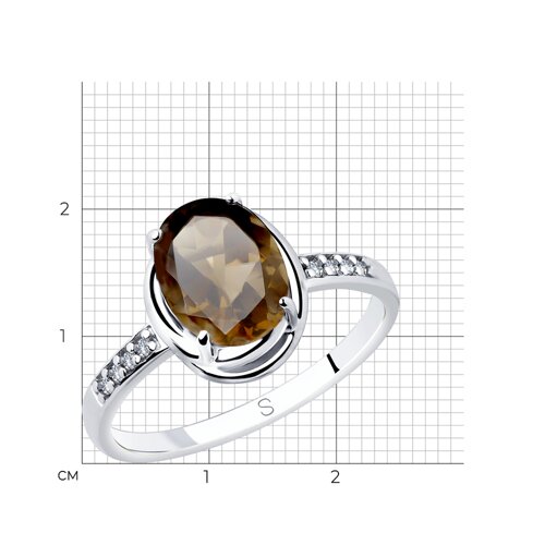 Кольцо из серебра с раухтопазом и фианитами из серебро — вид 5