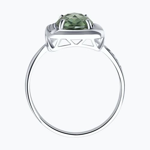 Кольцо из серебра с кварцем и фианитами из серебро — вид 2