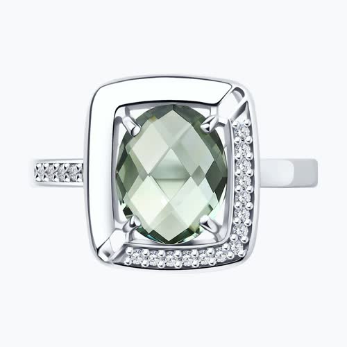 Кольцо из серебра с кварцем и фианитами из серебро — вид 3