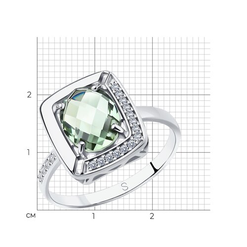 Кольцо из серебра с кварцем и фианитами из серебро — вид 6