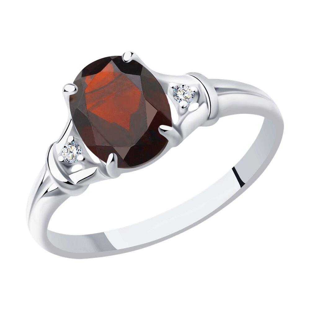 Кольцо из серебра с гранатом и фианитами - видео на модели