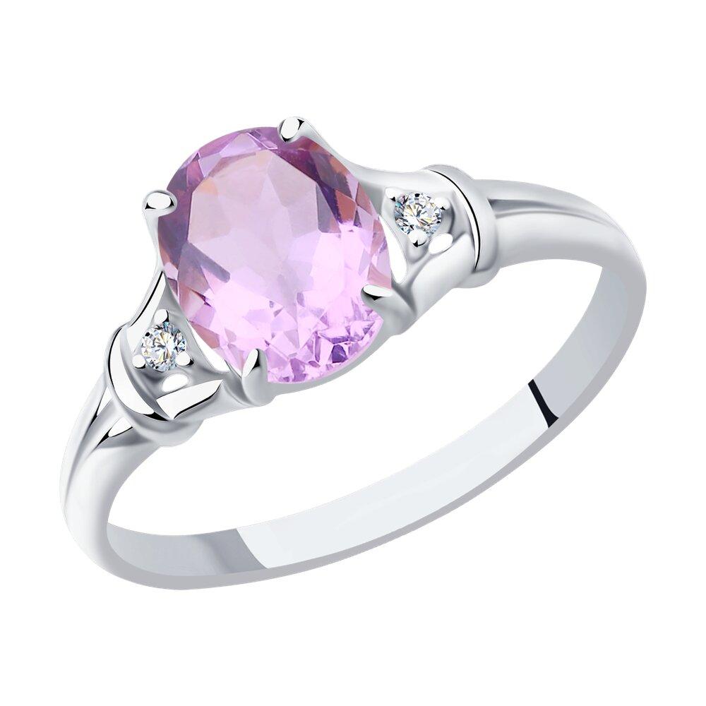 Кольцо из серебра с аметистом и фианитами - видео на модели