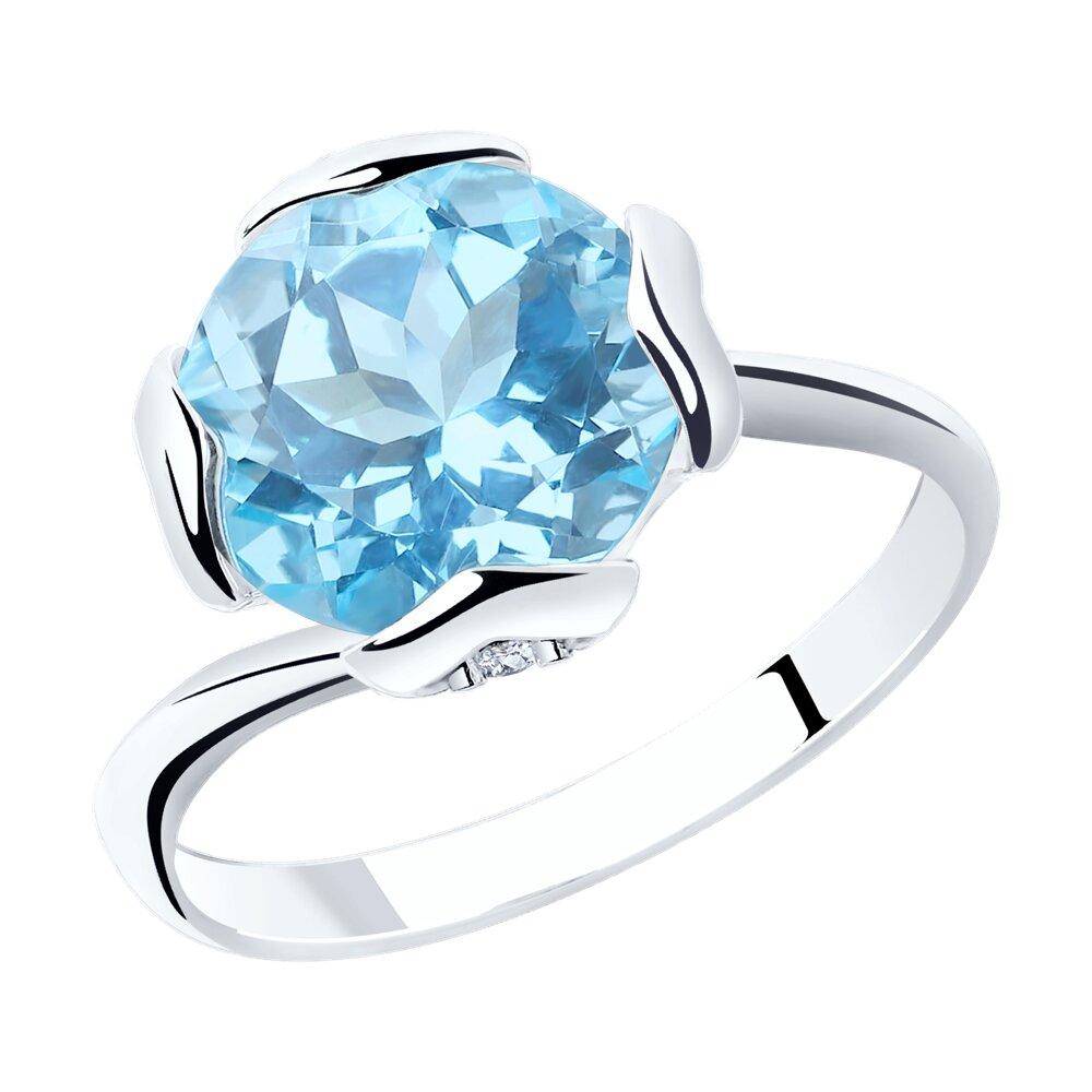 Кольцо из серебра с топазом и фианитами - видео на модели