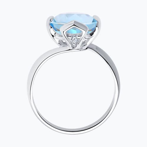 Кольцо из серебра с топазом и фианитами из серебро — вид 2