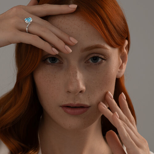 Кольцо из серебра с топазом и фианитами из серебро — вид 5