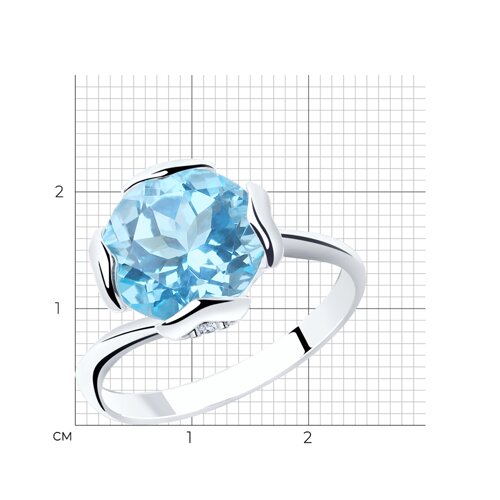 Кольцо из серебра с топазом и фианитами из серебро — вид 6