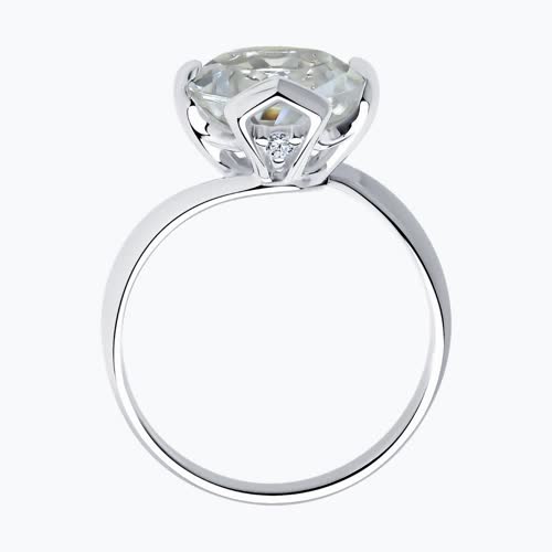 Кольцо из серебра с горным хрусталем и фианитами из серебро — вид 2