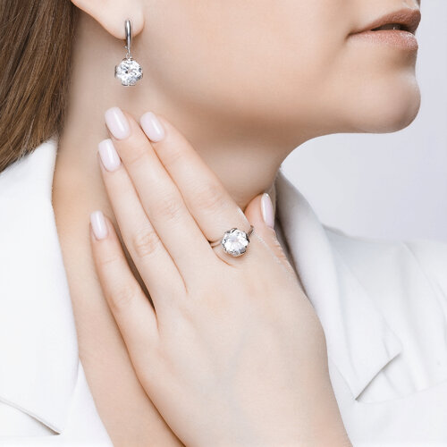 Кольцо из серебра с горным хрусталем и фианитами из серебро — вид 6