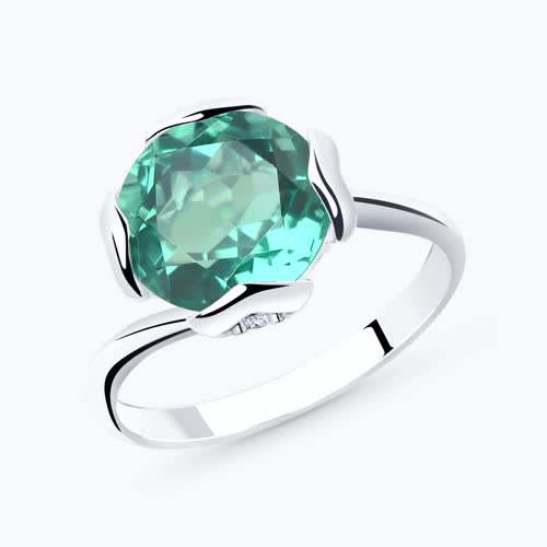 Кольцо из серебра с кварцем и фианитами - видео