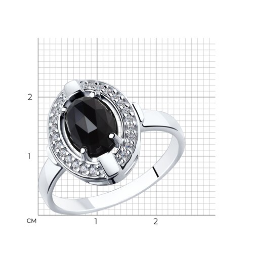 Кольцо из серебра с чёрным агатом и фианитами из серебро — вид 5