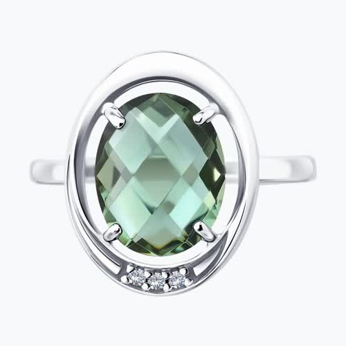 Кольцо из серебра с кварцем и фианитами из серебро — вид 2