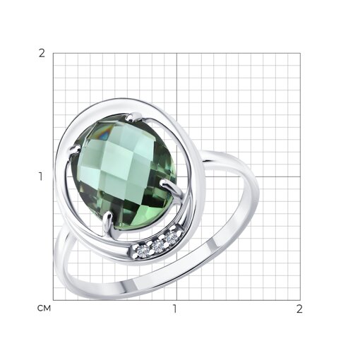 Кольцо из серебра с кварцем и фианитами из серебро — вид 6