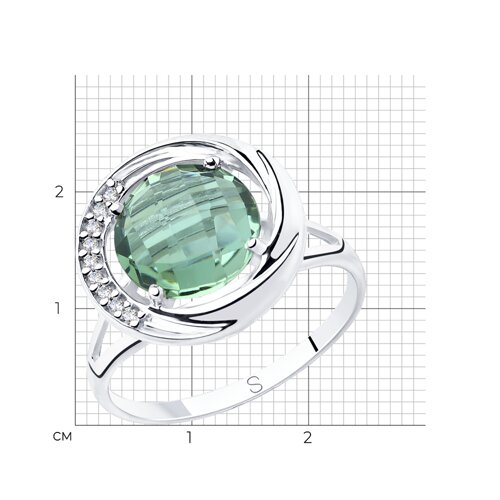 Кольцо из серебра с кварцем и фианитами из серебро — вид 5