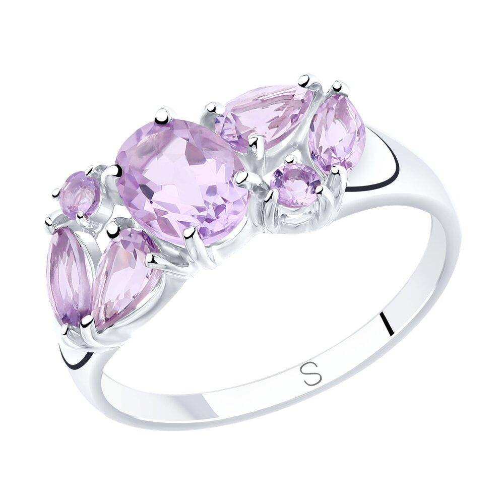 Кольцо из серебра с аметистами - видео на модели