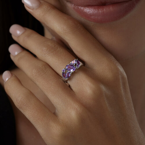 Кольцо из серебра с аметистами из серебро — вид 3