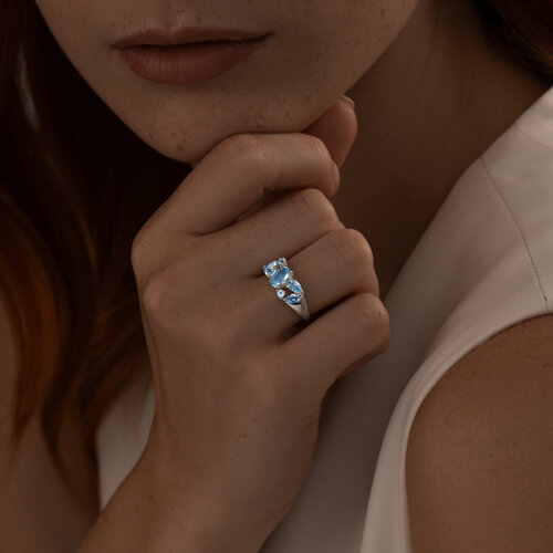 Кольцо из серебра с топазами из серебро — вид 3