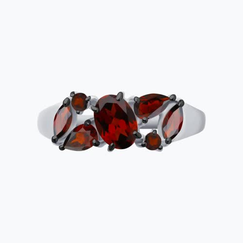 Кольцо из серебра с гранатами из серебро — вид 2