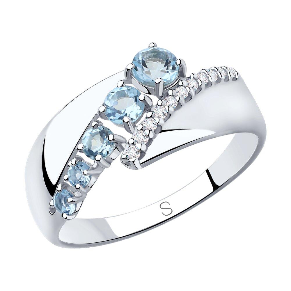 Кольцо из серебра с топазами и фианитами - видео на модели