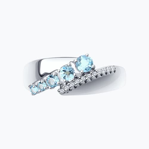 Кольцо из серебра с топазами и фианитами из серебро — вид 2