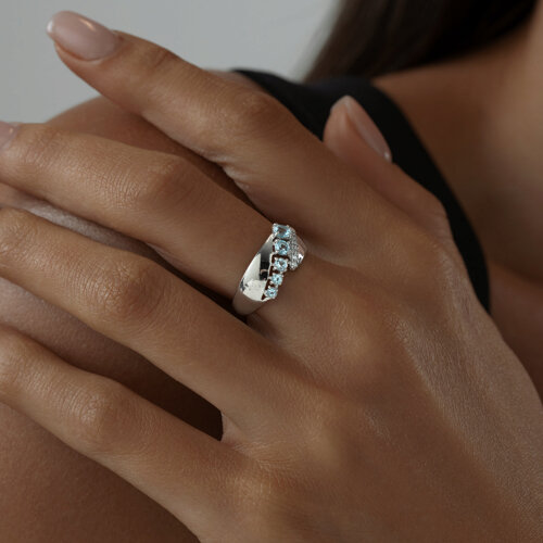 Кольцо из серебра с топазами и фианитами из серебро — вид 4