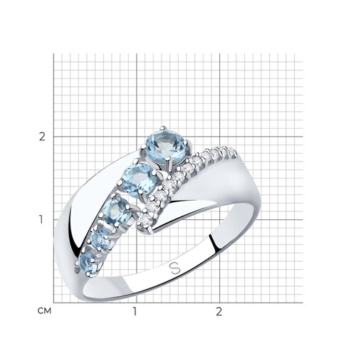Кольцо из серебра с топазами и фианитами из серебро — вид 6