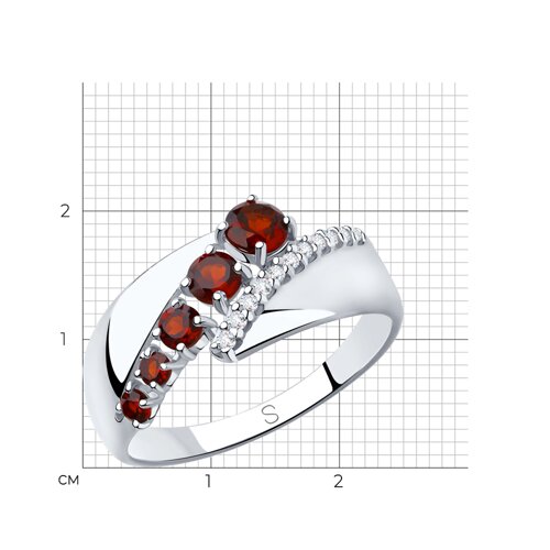 Кольцо из серебра с гранатами и фианитами из серебро — вид 5