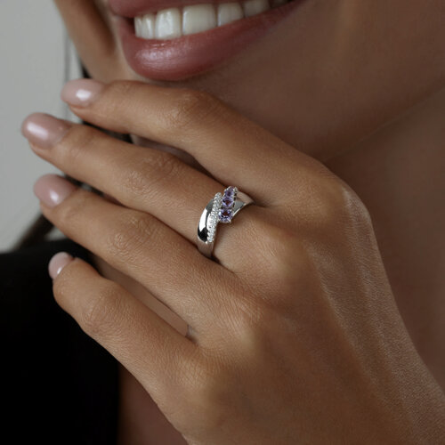 Кольцо из серебра с аметистами и фианитами из серебро — вид 3