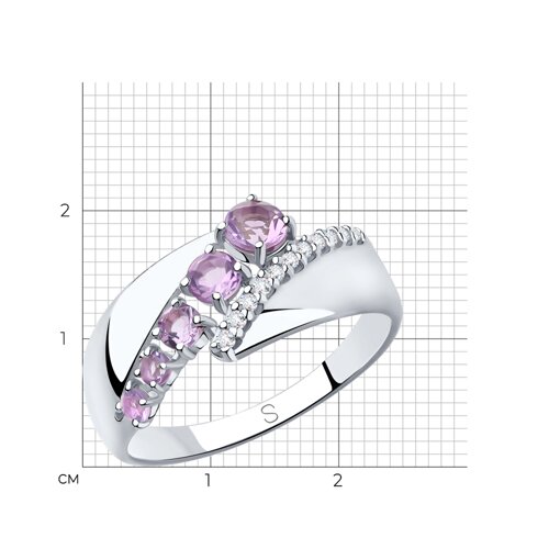 Кольцо из серебра с аметистами и фианитами из серебро — вид 5