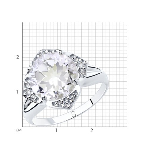 Кольцо из серебра с горным хрусталем и фианитами из серебро — вид 5