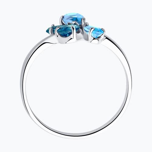 Кольцо из серебра с голубыми и синими топазами из серебро — вид 3
